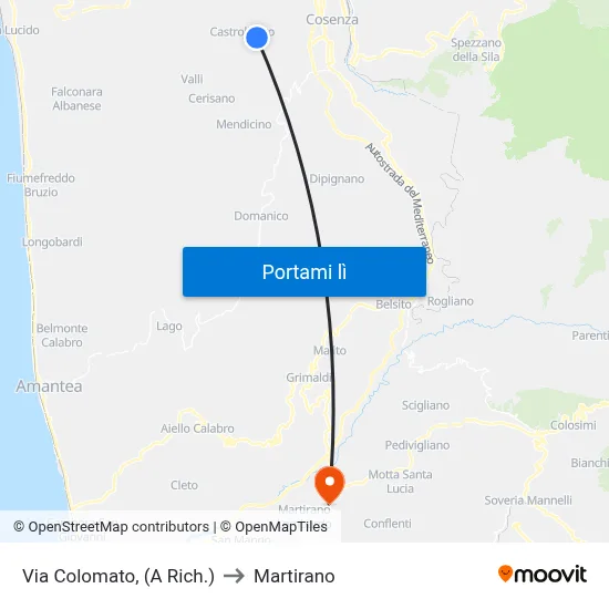 Via Colomato, (A Rich.) to Martirano map