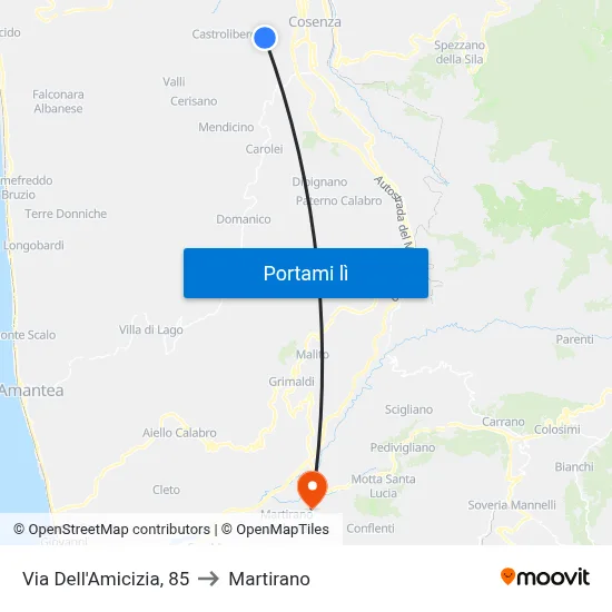 Via Dell'Amicizia, 85 to Martirano map