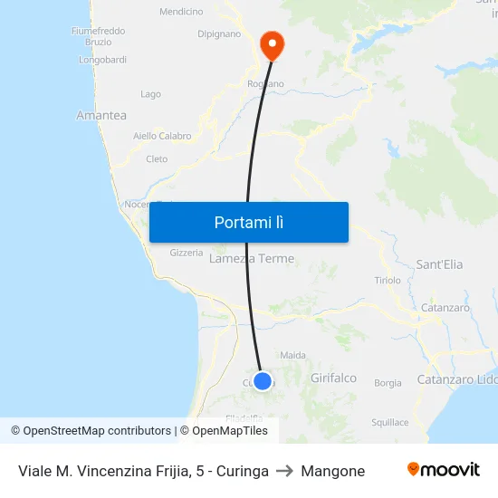 Viale M. Vincenzina Frijia, 5 - Curinga to Mangone map