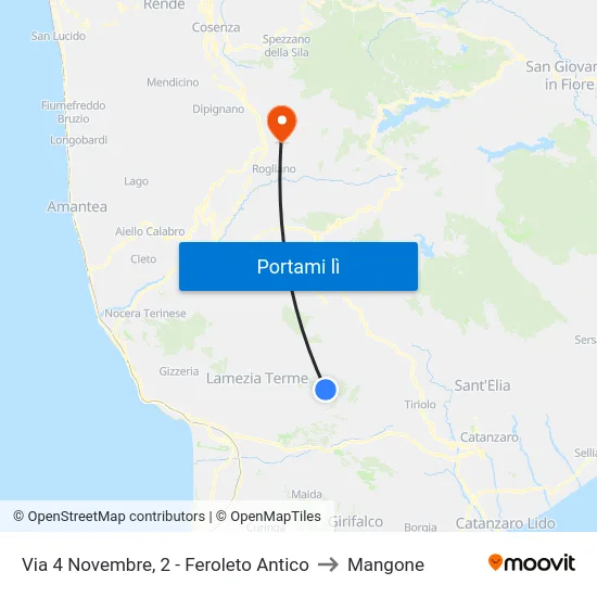 Via 4 Novembre, 2 - Feroleto Antico to Mangone map