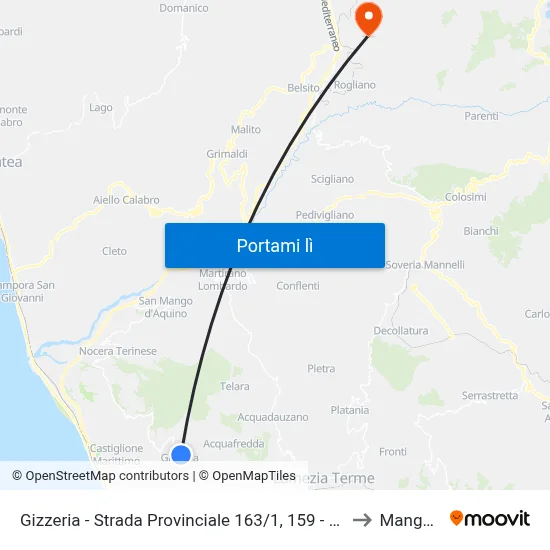 Gizzeria - Strada Provinciale 163/1, 159 - Gizzeria to Mangone map