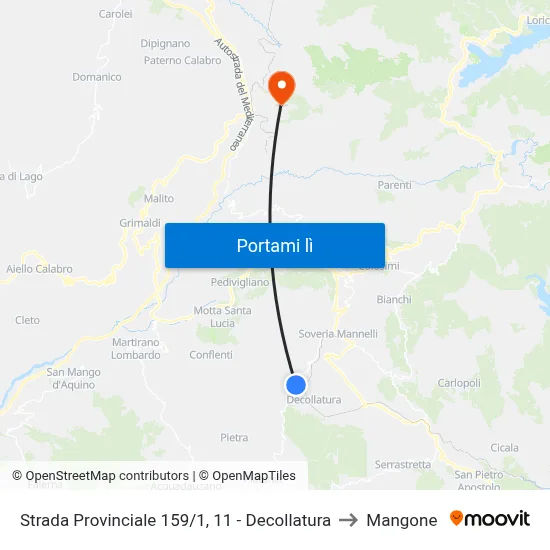 Strada Provinciale 159/1, 11 - Decollatura to Mangone map
