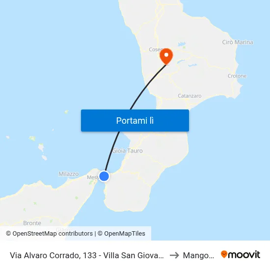 Via Alvaro Corrado, 133 - Villa San Giovanni to Mangone map