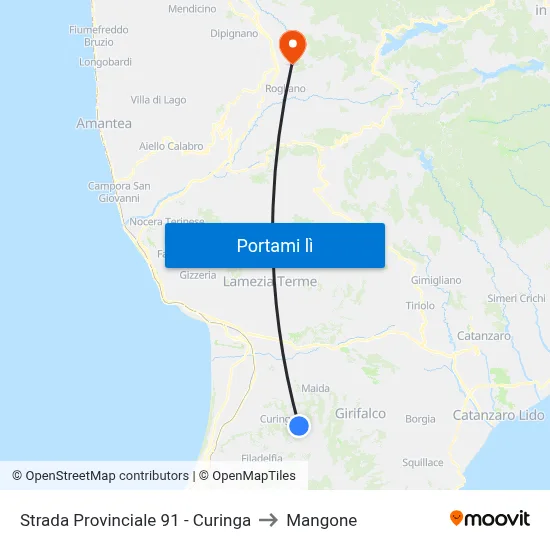 Strada Provinciale 91 - Curinga to Mangone map