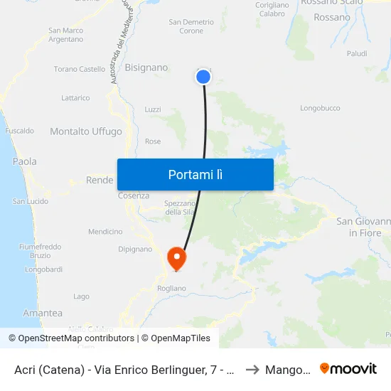 Acri (Catena) - Via Enrico Berlinguer, 7 - Acri to Mangone map