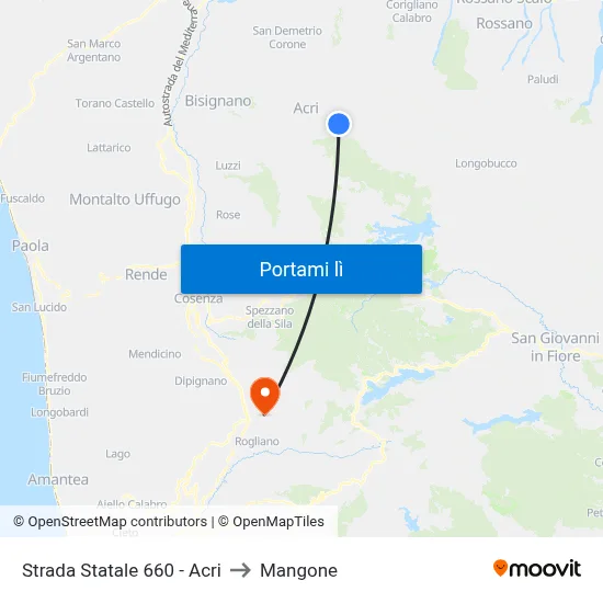 Strada Statale 660 - Acri to Mangone map