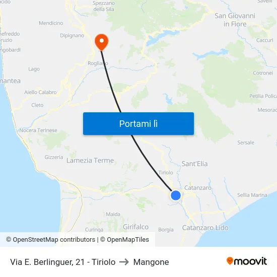 Via E. Berlinguer, 21 - Tiriolo to Mangone map