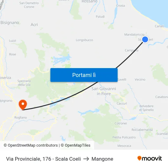 Via Provinciale, 176 - Scala Coeli to Mangone map