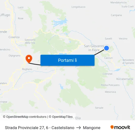 Strada Provinciale 27, 6 - Castelsilano to Mangone map