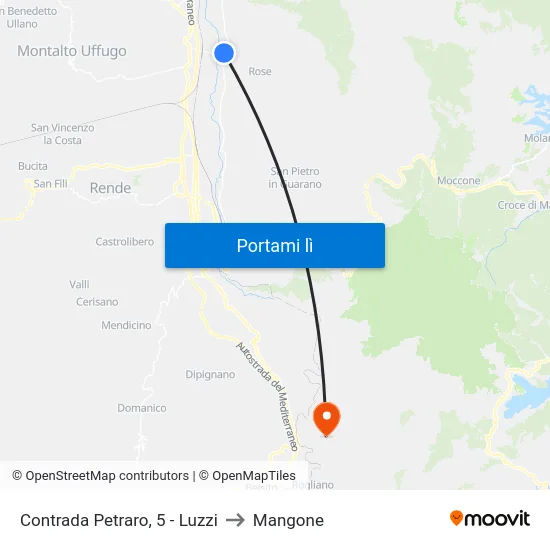 Contrada Petraro, 5 - Luzzi to Mangone map