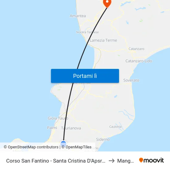 Corso San Fantino - Santa Cristina D'Apsromonte to Mangone map
