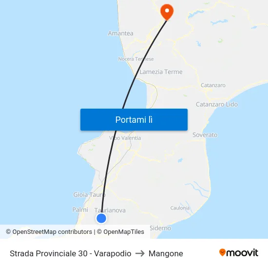 Strada Provinciale 30 - Varapodio to Mangone map