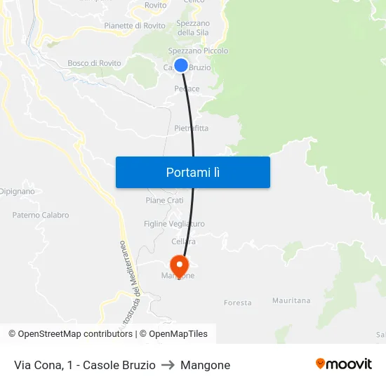 Via Cona, 1 - Casole Bruzio to Mangone map