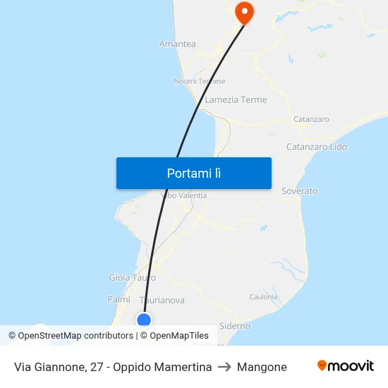 Via Giannone, 27 - Oppido Mamertina to Mangone map
