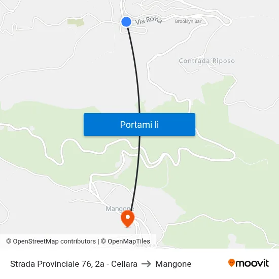 Strada Provinciale 76, 2a - Cellara to Mangone map
