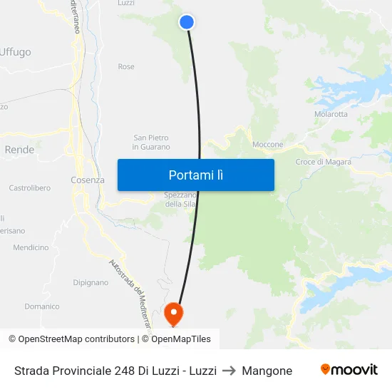 Strada Provinciale 248 Di Luzzi - Luzzi to Mangone map