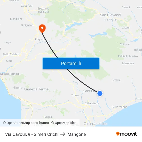 Via Cavour, 9 - Simeri Crichi to Mangone map
