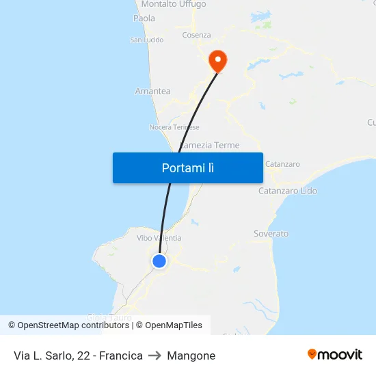 Via L. Sarlo, 22 - Francica to Mangone map