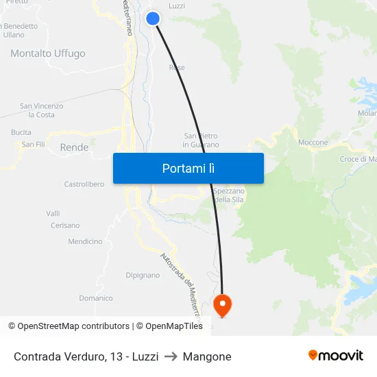 Contrada Verduro, 13 - Luzzi to Mangone map