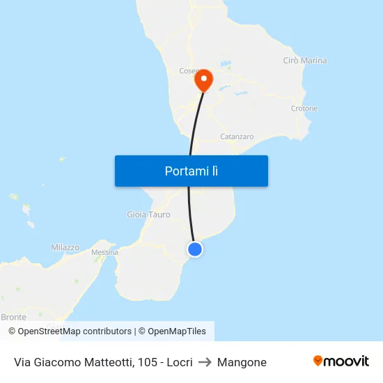 Via Giacomo Matteotti, 105 - Locri to Mangone map