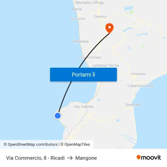 Via Commercio, 8 - Ricadi to Mangone map