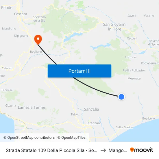 Strada Statale 109 Della Piccola Sila - Sersale to Mangone map