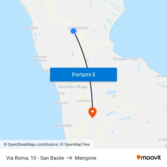 Via Roma, 10 - San Basile to Mangone map