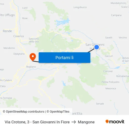 Via Crotone, 3 - San Giovanni In Fiore to Mangone map