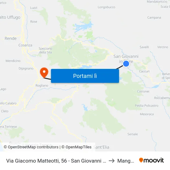 Via Giacomo Matteotti, 56 - San Giovanni In Fiore to Mangone map