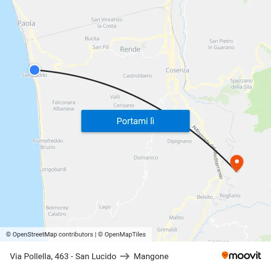 Via Pollella, 463 - San Lucido to Mangone map
