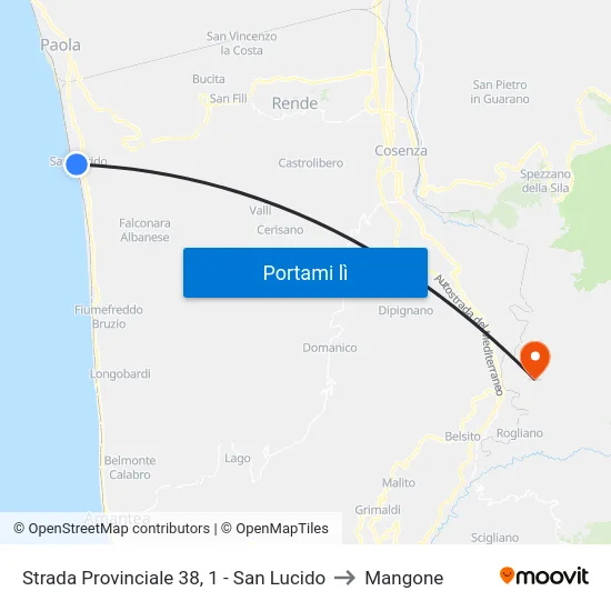 Strada Provinciale 38, 1 - San Lucido to Mangone map