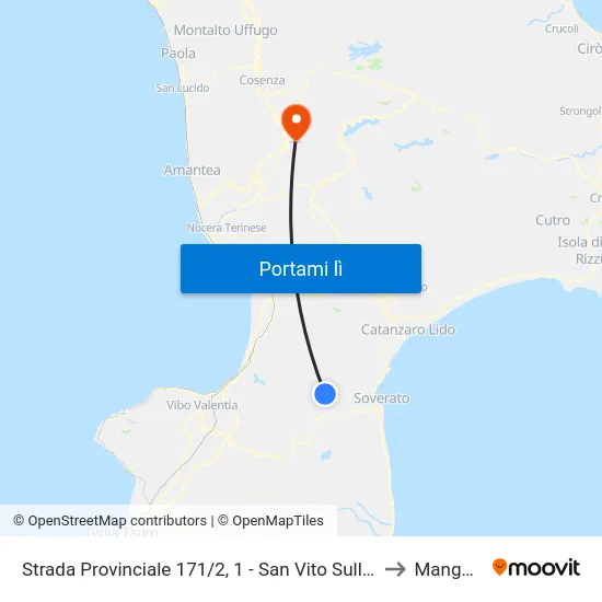 Strada Provinciale 171/2, 1 - San Vito Sullo Ionio to Mangone map