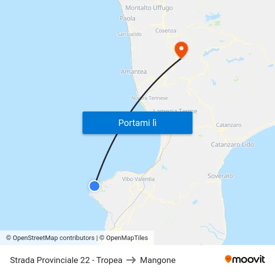 Strada Provinciale 22 - Tropea to Mangone map