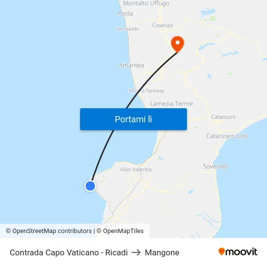 Contrada Capo Vaticano - Ricadi to Mangone map