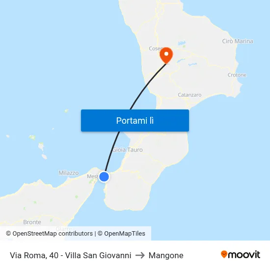 Via Roma, 40 - Villa San Giovanni to Mangone map