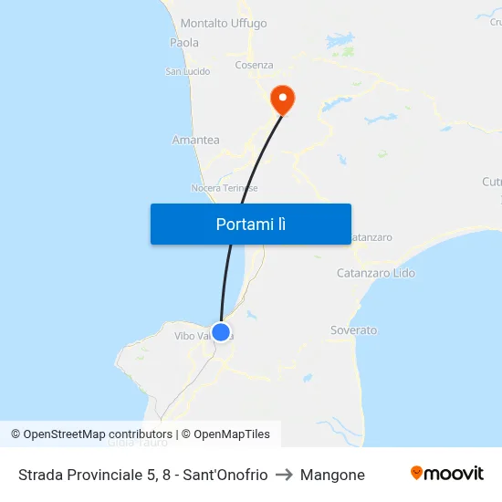 Strada Provinciale 5, 8 - Sant'Onofrio to Mangone map
