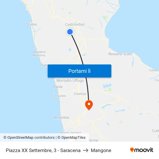 Piazza XX Settembre, 3 - Saracena to Mangone map