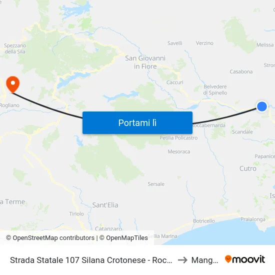 Strada Statale 107 Silana Crotonese - Rocca Di Neto to Mangone map