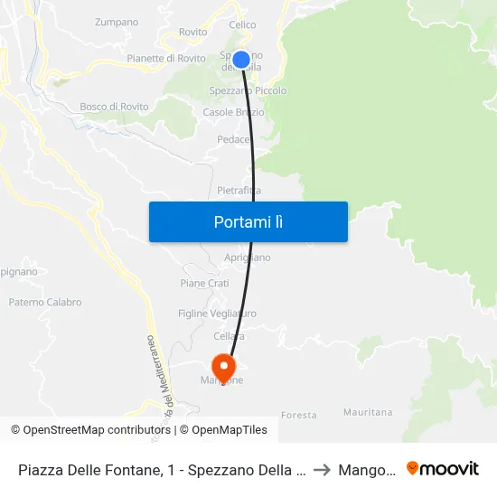 Piazza Delle Fontane, 1 - Spezzano Della Sila to Mangone map