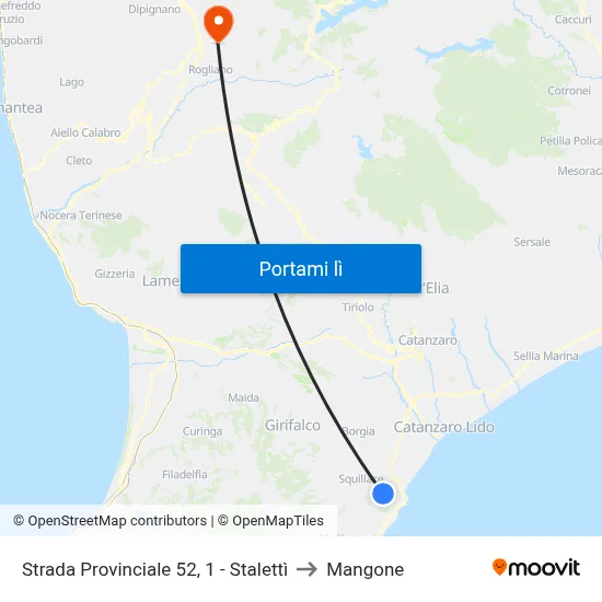 Strada Provinciale 52, 1 - Stalettì to Mangone map