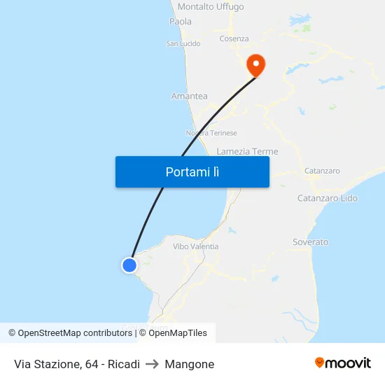Via Stazione, 64 - Ricadi to Mangone map