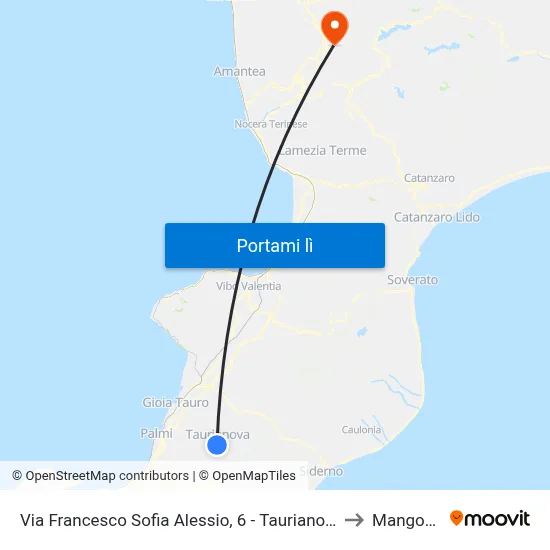 Via Francesco Sofia Alessio, 6 - Taurianova to Mangone map