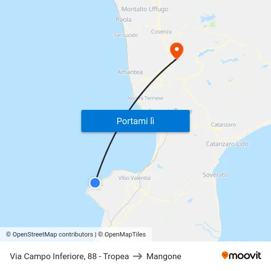Via Campo Inferiore, 88 - Tropea to Mangone map