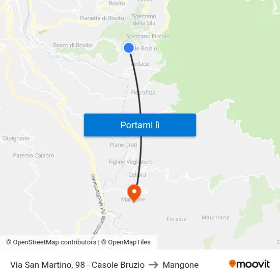 Via San Martino, 98 - Casole Bruzio to Mangone map