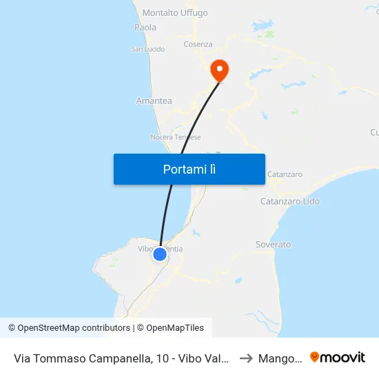 Via Tommaso Campanella, 10 - Vibo Valentia to Mangone map