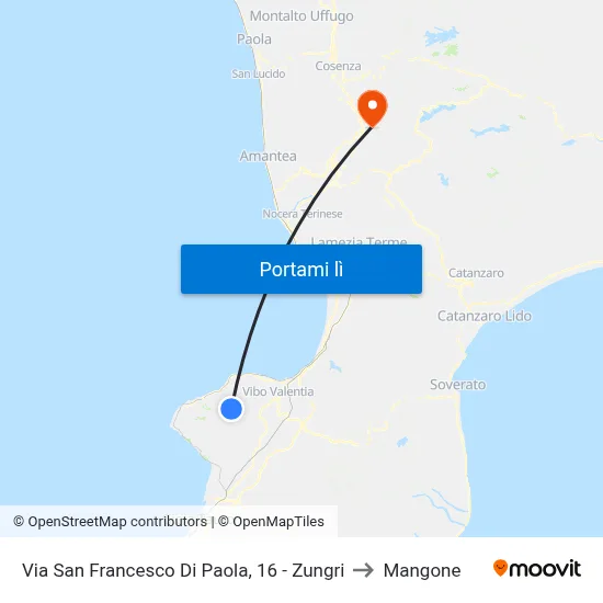 Via San Francesco Di Paola, 16 - Zungri to Mangone map