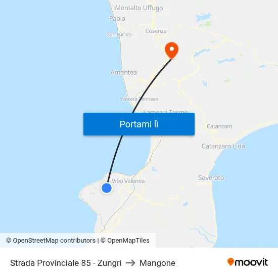 Strada Provinciale 85 - Zungri to Mangone map
