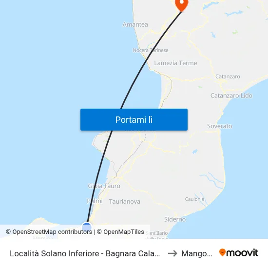 Località Solano Inferiore - Bagnara Calabra to Mangone map