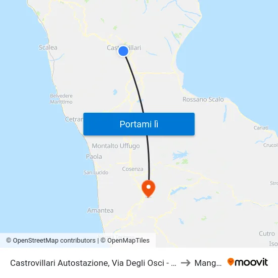 Castrovillari Autostazione, Via Degli Osci - Castrovillari to Mangone map