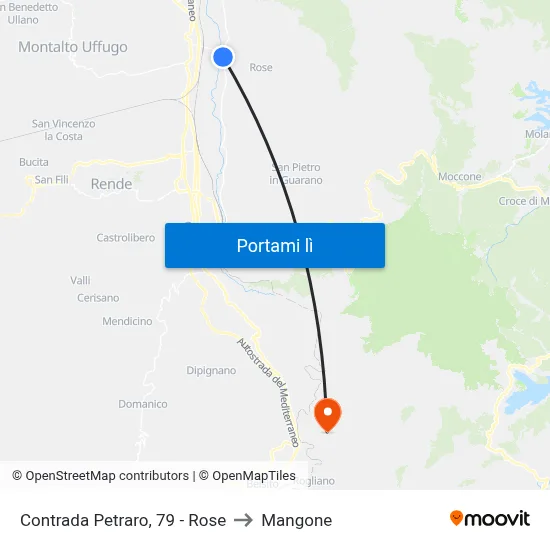 Contrada Petraro, 79 - Rose to Mangone map